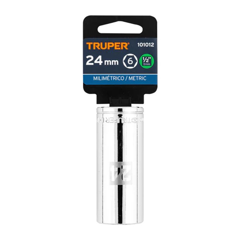 TRUPER - Dado tubular hexagonal encastre 1/2pulg de 24 mm