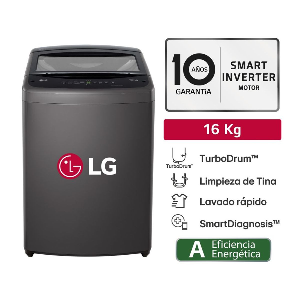 LG - Lavadora Automática LG WT16BVTB 16kg Negro