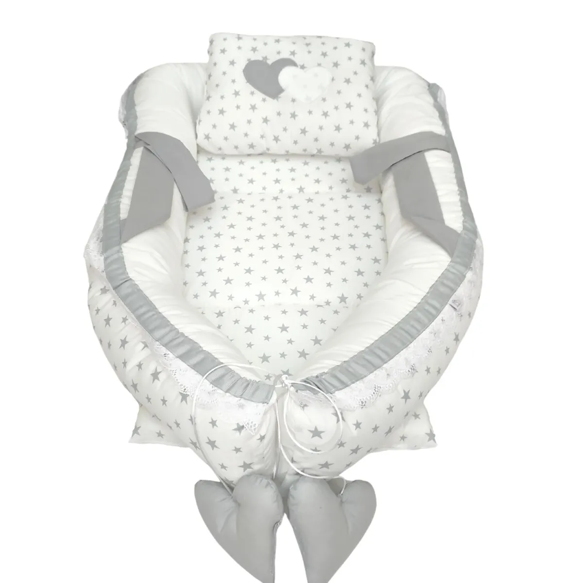 BABY MERINOS - Nido Colecho Expandible Jumbo Estrellas - Blanco