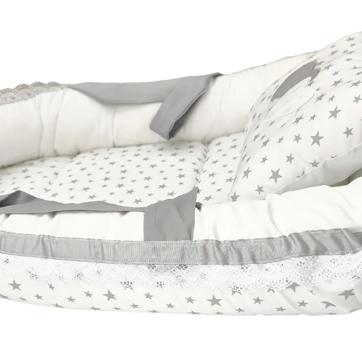 BABY MERINOS - Nido Colecho Expandible Jumbo Estrellas - Blanco