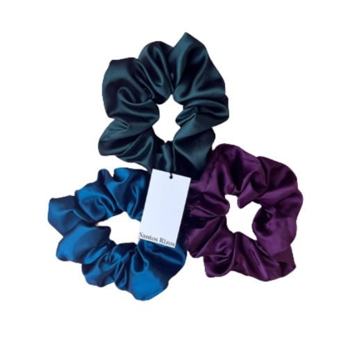SANTOS RIZOS - Scrunchies de Satín - Sujetan el cabello sin daños 3u
