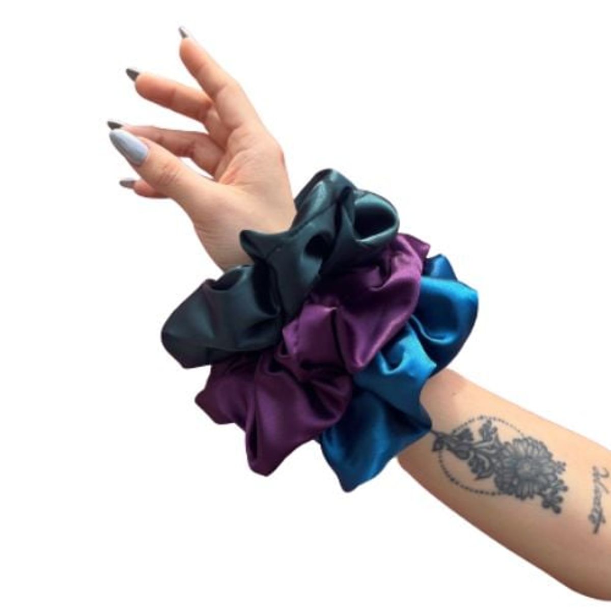 SANTOS RIZOS - Scrunchies de Satín - Sujetan el cabello sin daños 3u