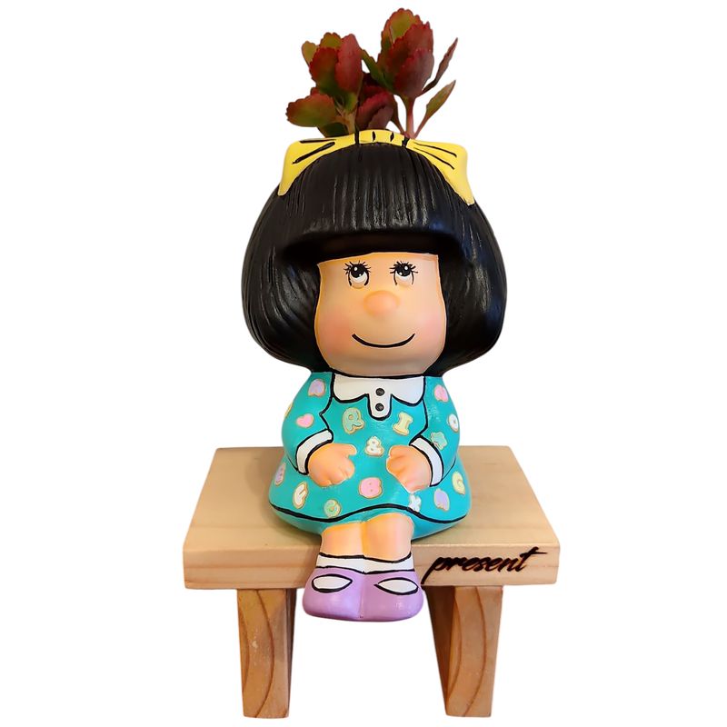 GENERICO - Maceta macetero Turquesa Mafalda Pintada a Mano Present
