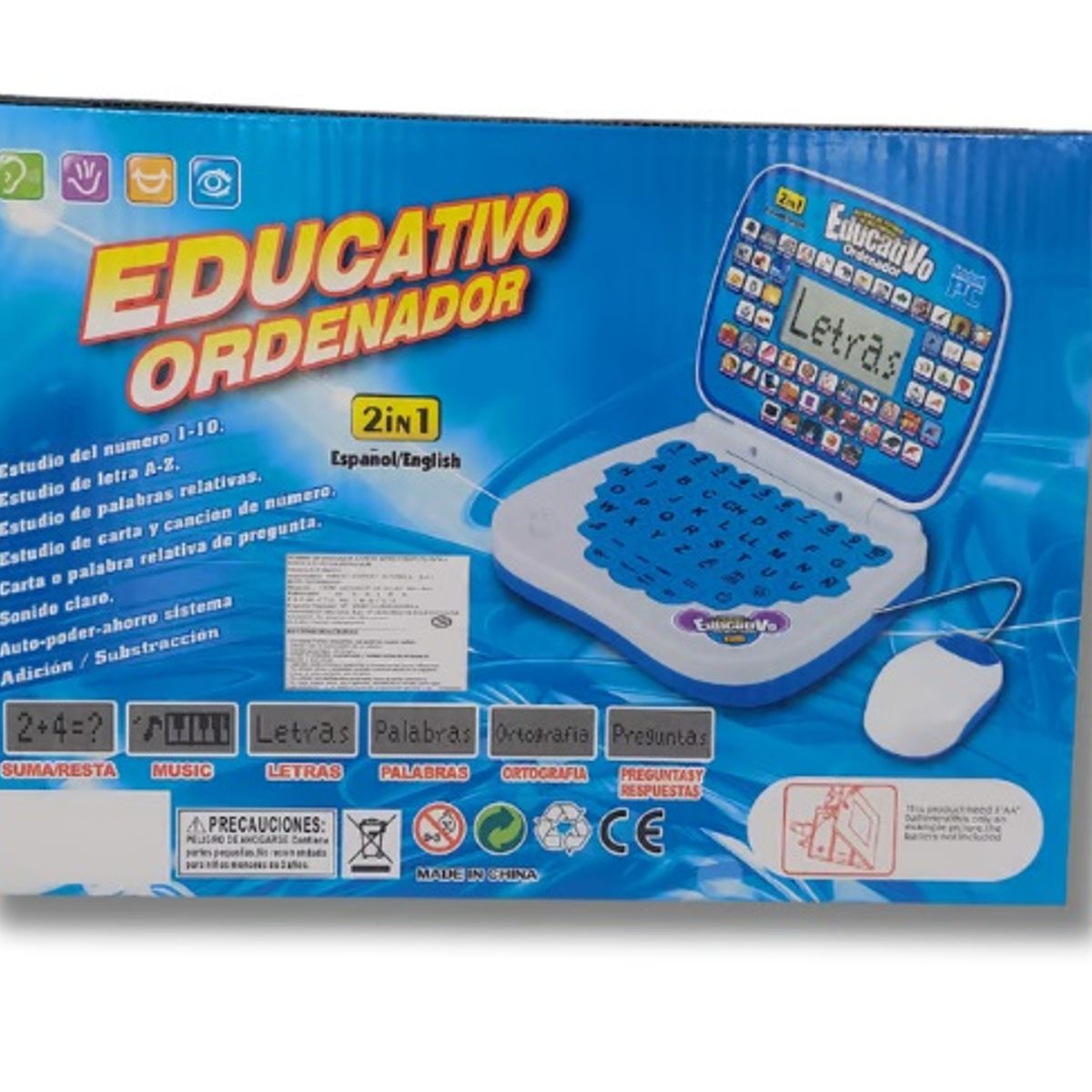 GENERICO - MINI LAPTOP EDUCATIVA CON MOUSE PARA NIÑO COLOR AZUL