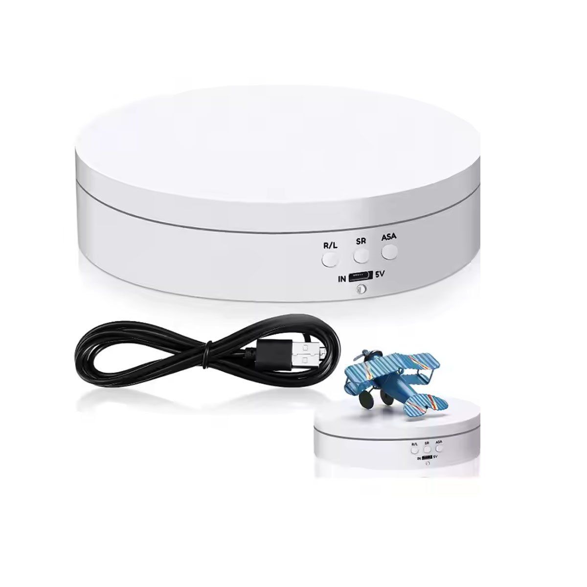 GENERICO - Soporte De Exhibición Base Giratorio Eléctrico De 3 Velocidades Blanco