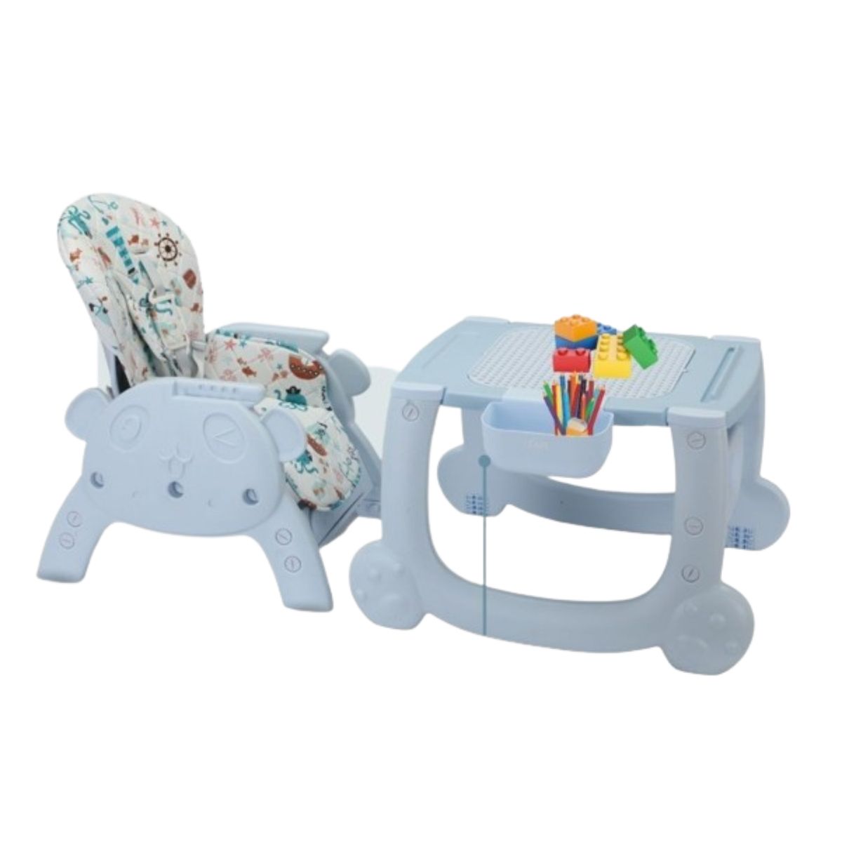 CAM - Silla de comer Carpeta Panda 4 en 1 Celeste