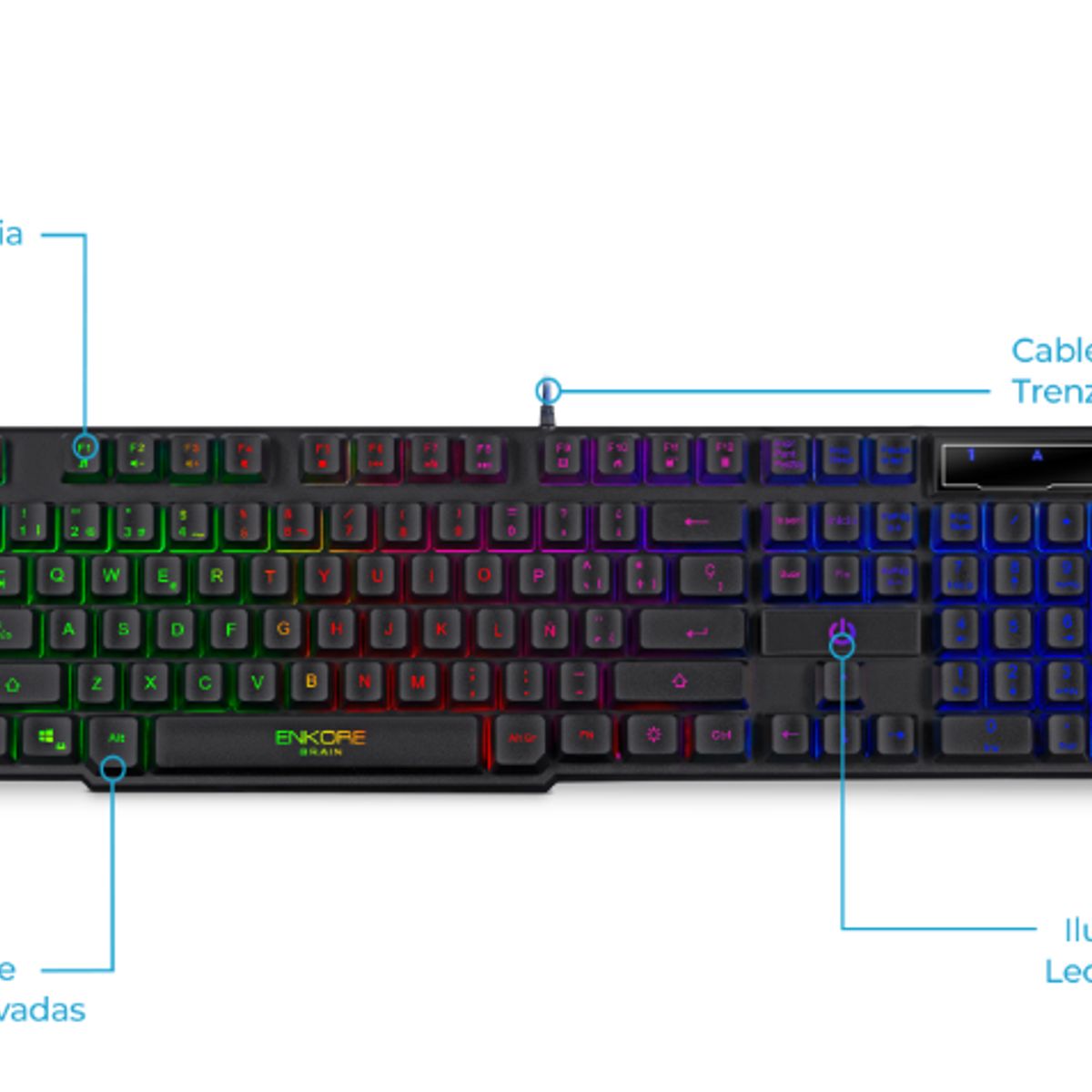 ENKORE - Kit Gamer 4 En1 BRAIN4 ENT G1005-4Teclado+ Mouse+ Auricular+ Pad Mouse