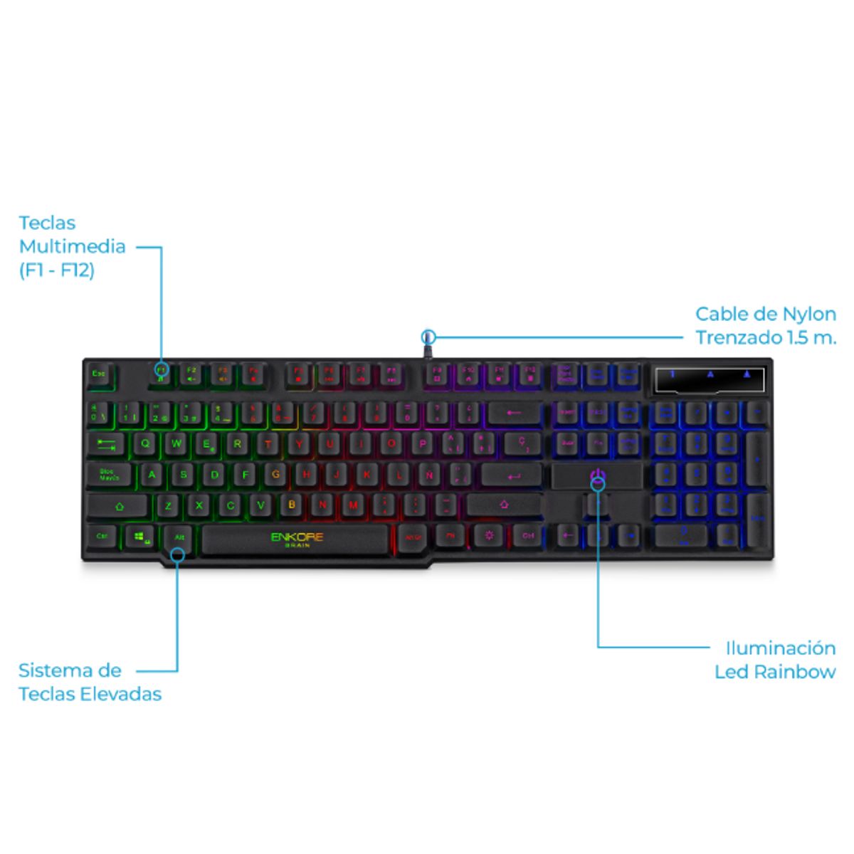 ENKORE - Kit Gamer 4 En1 BRAIN4 ENT G1005-4Teclado+ Mouse+ Auricular+ Pad Mouse