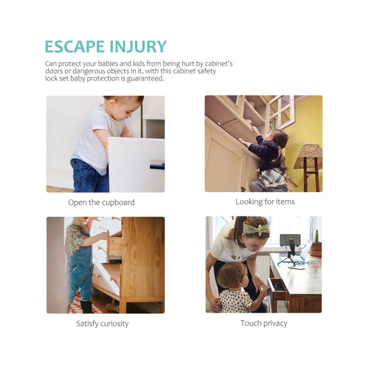 GENERICO - Seguro para cajones Seguridad para Bebes Celeste 8 pcs