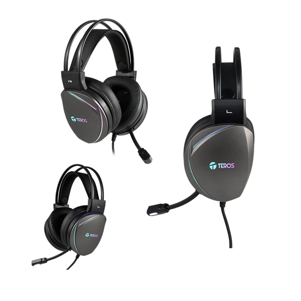 TEROS - Auriculares Gaming TEROS TE-8170N A estéreo 7.1 micrófono USB Negro RGB