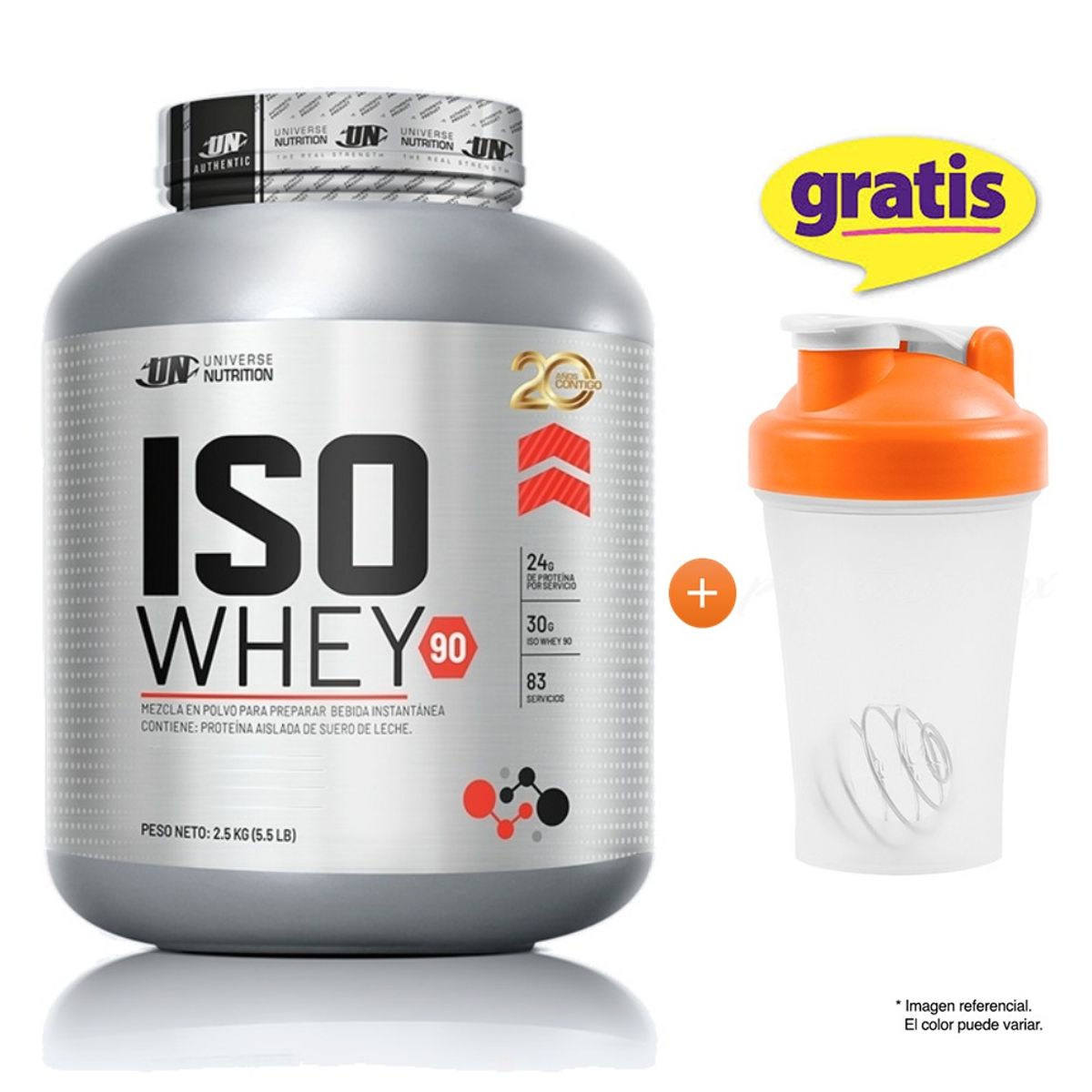 UNIVERSE NUTRITION - Iso Whey 90 2500 Gr / 2.5 Kg - Un Cookies and Cream + SHAKER