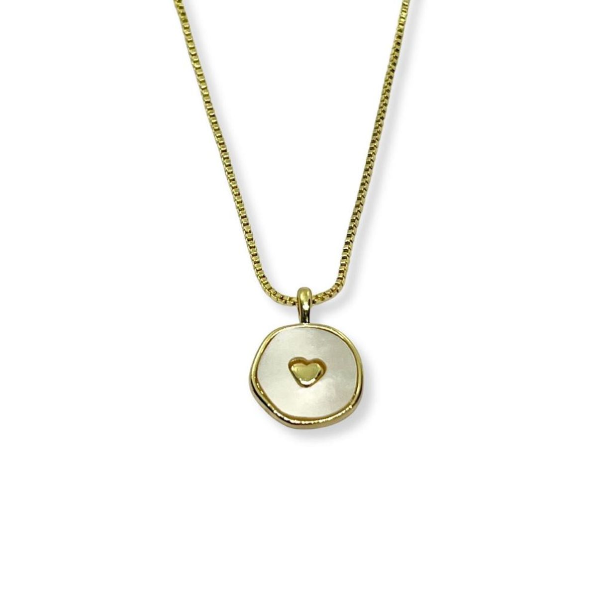 SANTORAL - Dije Corazón en Nácar y Cadena Dorada