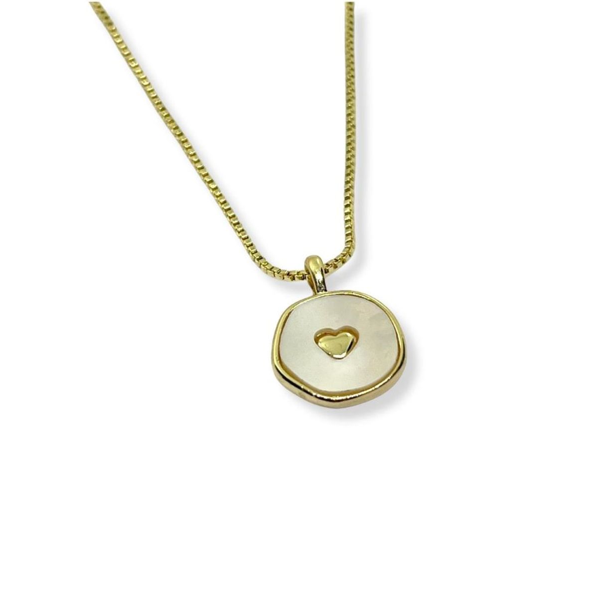 SANTORAL - Dije Corazón en Nácar y Cadena Dorada