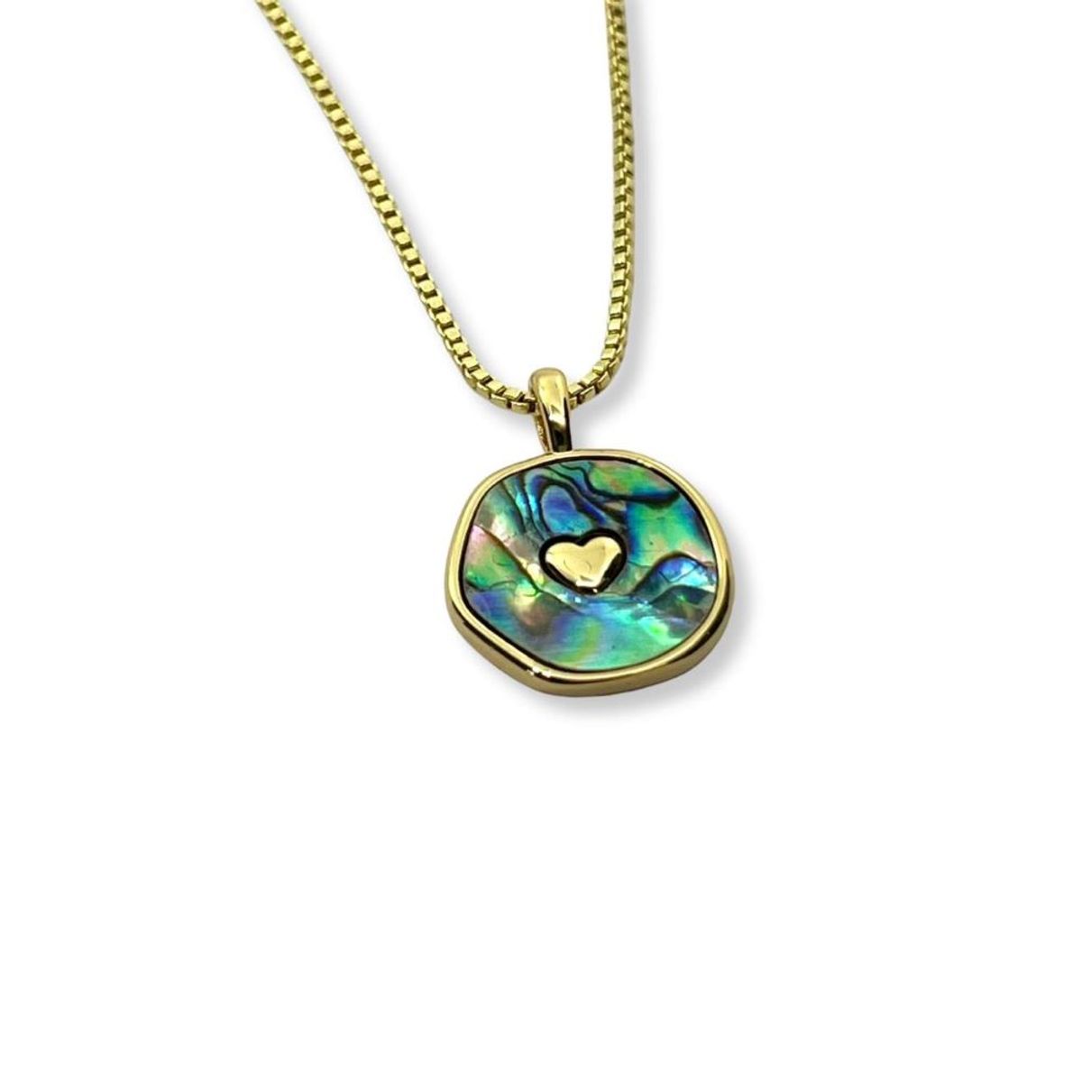 SANTORAL - Dije Corazón en Nácar y Cadena Dorada