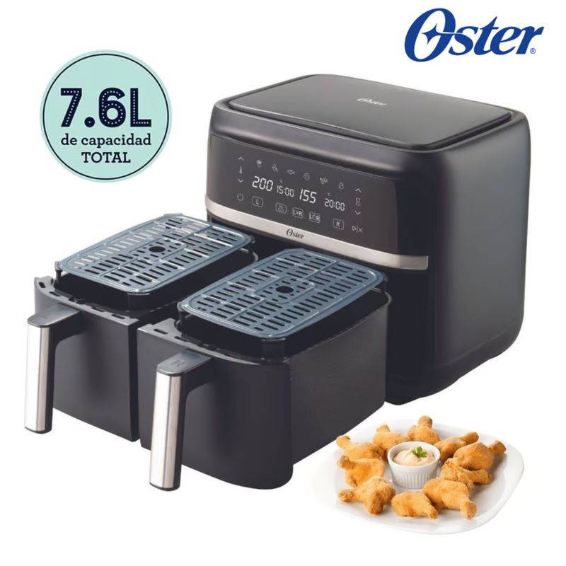 OSTER - Freidora de aire dual Oster digital 7,6 lts