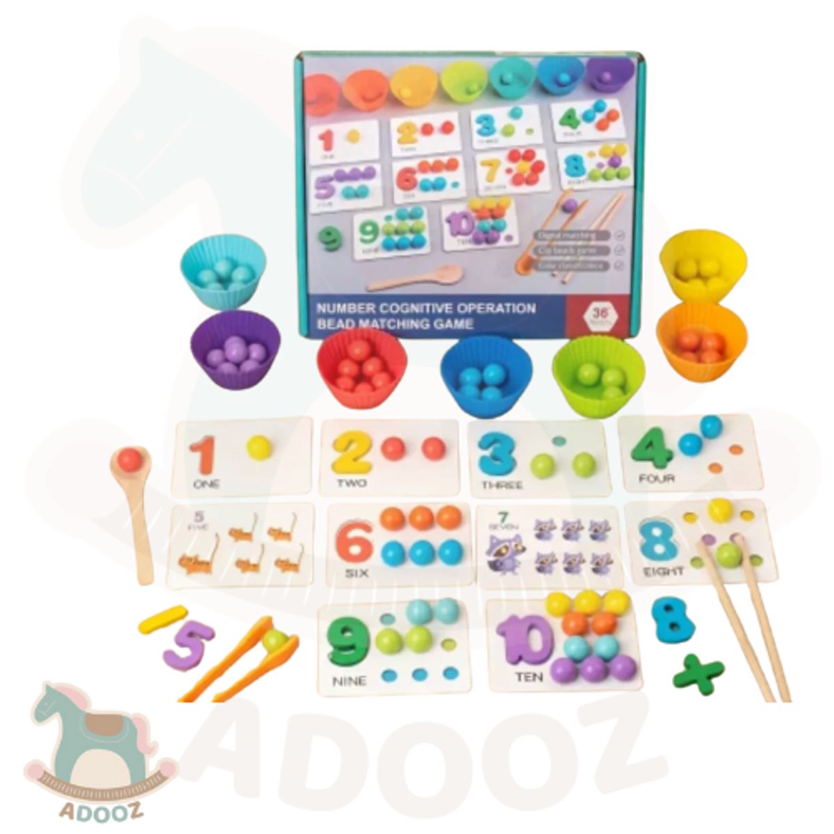 GENERICO - Juego Montessori Matemático con Tablero y Cuentas