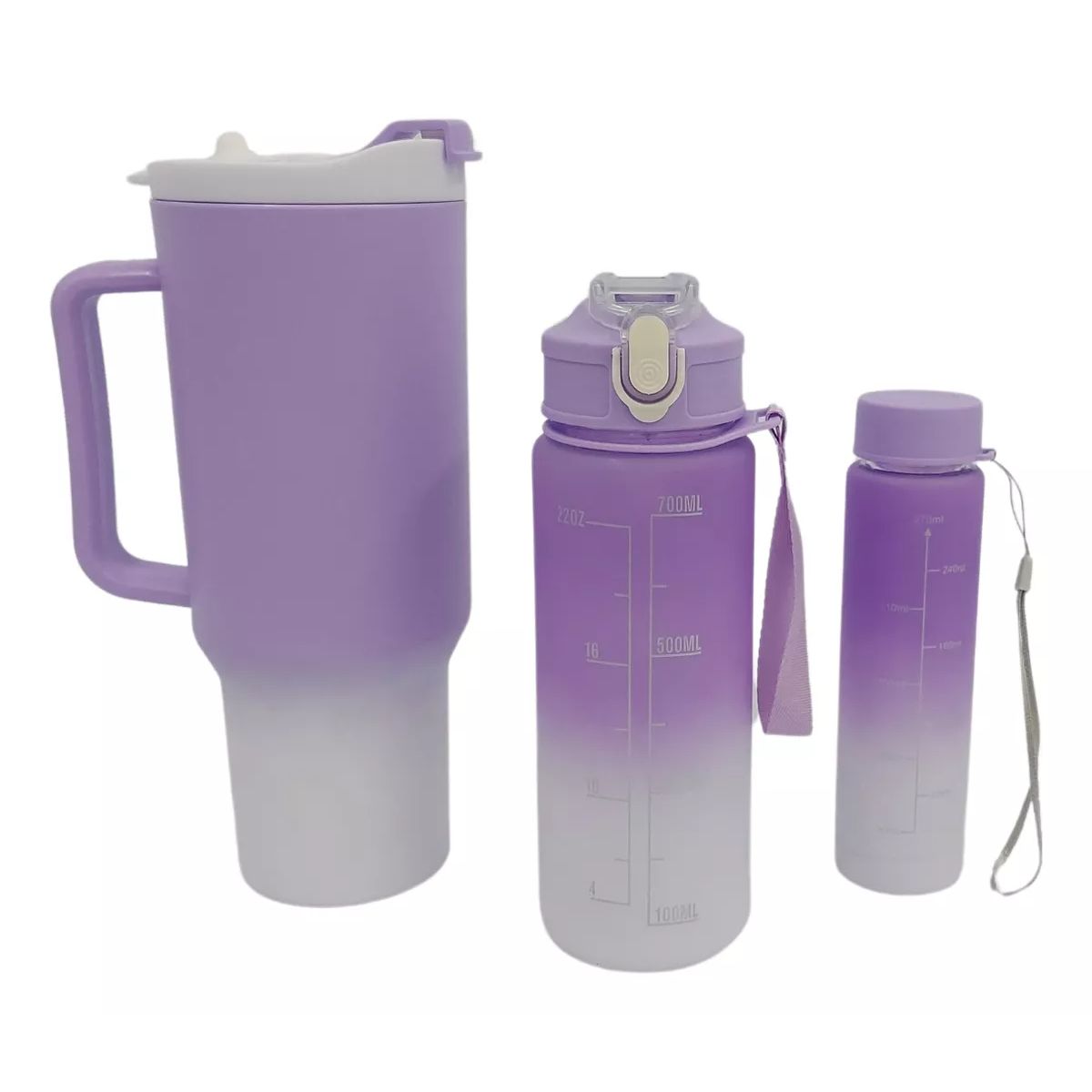 GENERICO - SET TRIO BOTELLAS TAZA TOMATODO PLÁSTICO 1300ML 800ML 300ML