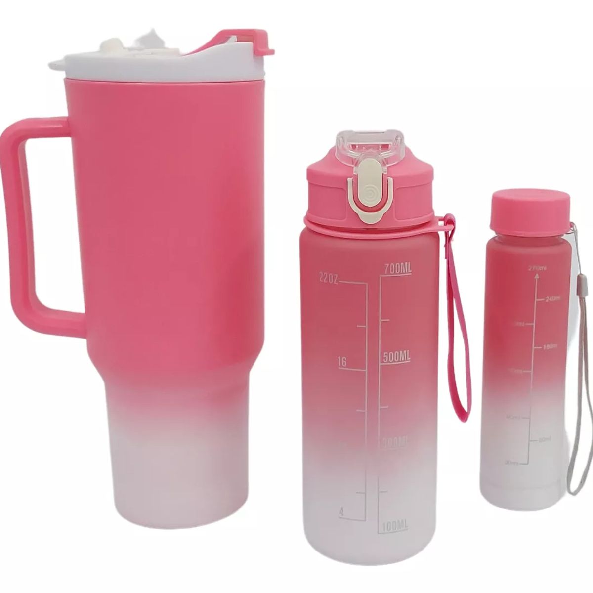 GENERICO - SET TRIO BOTELLAS TAZA TOMATODO PLÁSTICO 1300ML 800ML 300ML