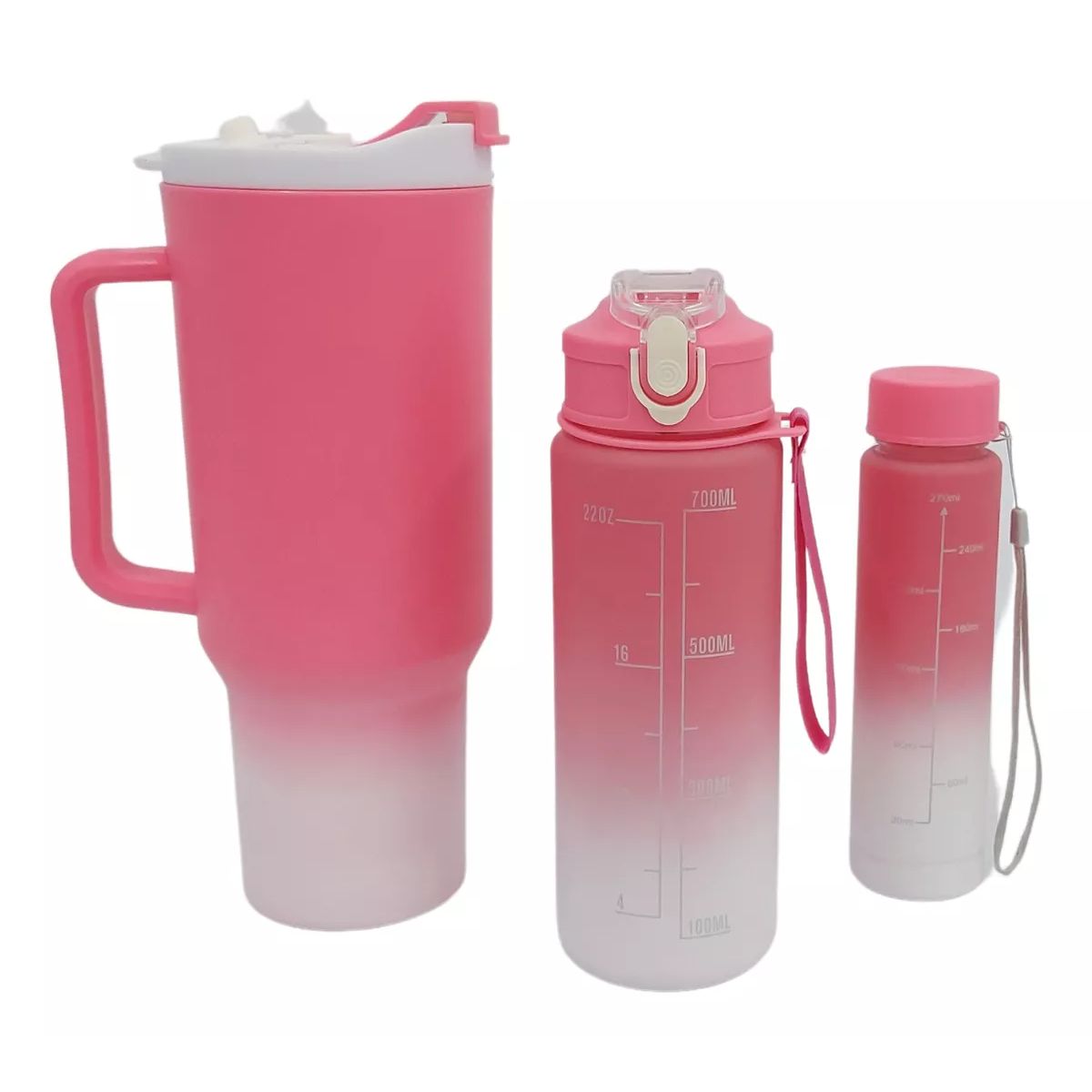 GENERICO - SET TRIO BOTELLAS TAZA TOMATODO PLÁSTICO 1300ML 800ML 300ML