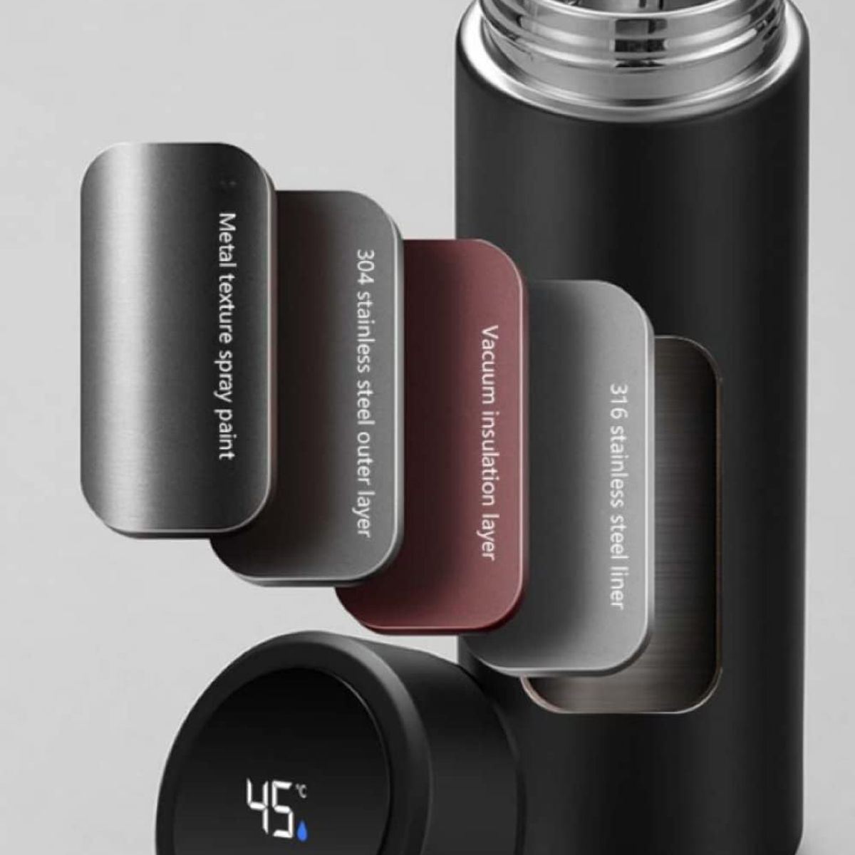 GENERICO - TERMO DIGITAL TOMATODO SMART BOTELLA ACERO INOXIDABLE CON FILTRO