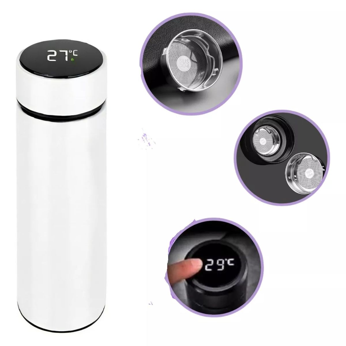 GENERICO - TERMO DIGITAL TOMATODO SMART BOTELLA ACERO INOXIDABLE CON FILTRO