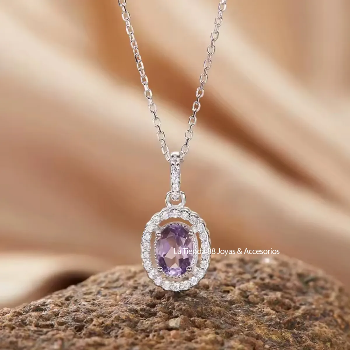 LA TIENDA 88 JOYAS Y ACCESORIOS - La Tienda 88 - Collar Colgante Mujer Bañado Oro de 18k - Lila