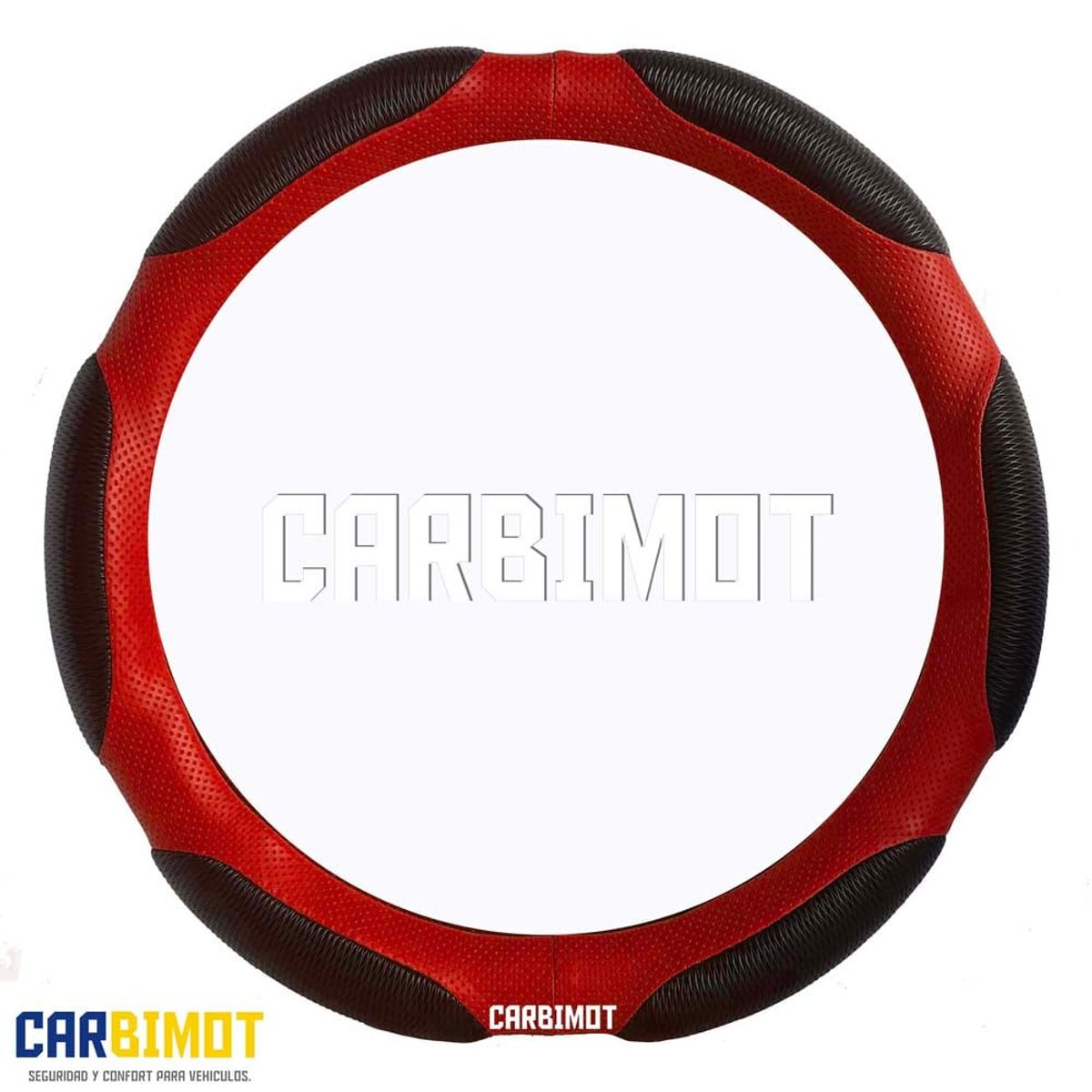 GENERICO - Funda cobertor forro cubre volante timón vehicular rojo