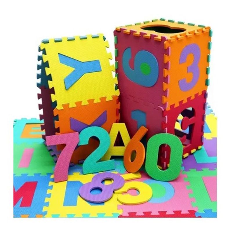 GENERICO - Piso de Goma EVA 30x30x0.8cm - ABC + numeros - 36 Pcs