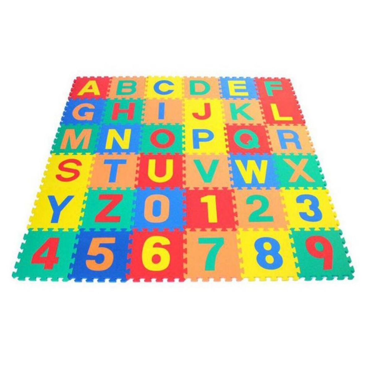 GENERICO - Piso de Goma EVA 30x30x0.8cm - ABC + numeros - 36 Pcs