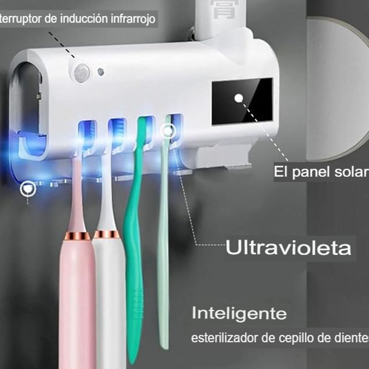 GENERICO - PORTA CEPILLO DENTAL ESTERILIZADOR DESINFECTANTE CON LUZ UV INTELIGENTE
