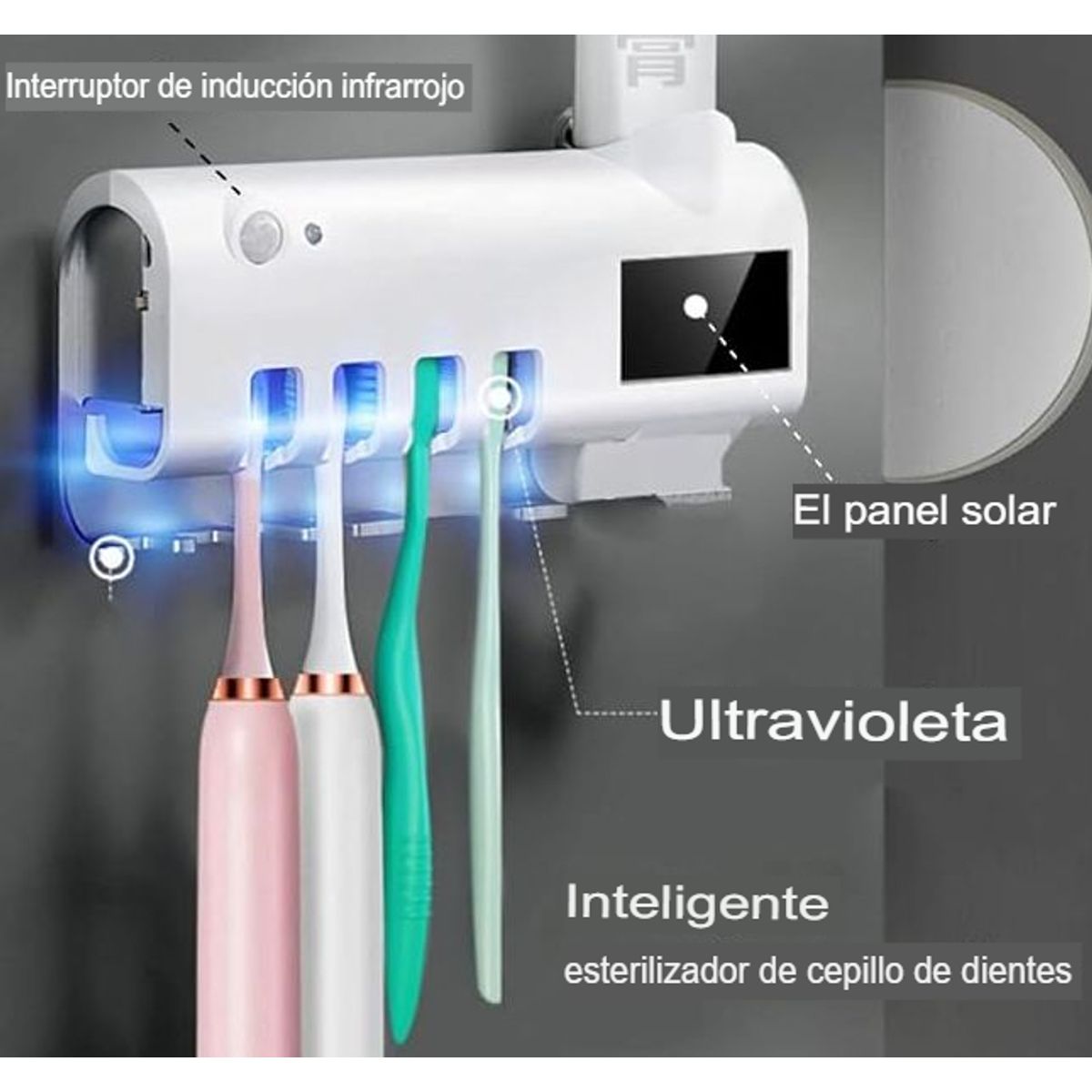 GENERICO - PORTA CEPILLO DENTAL ESTERILIZADOR DESINFECTANTE CON LUZ UV INTELIGENTE