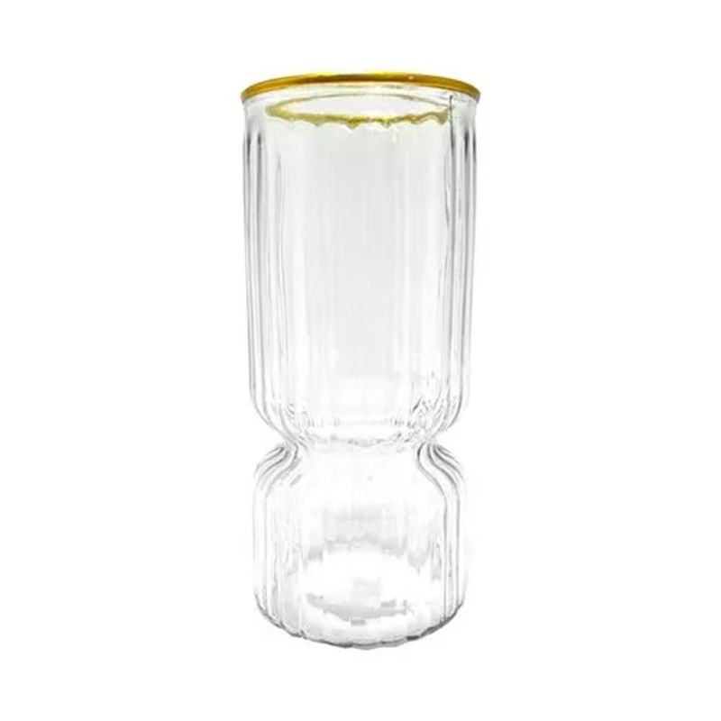 ICHIMATSU - Florero Labrado Borde Dorado Ichimatsu TRANSPARENTE