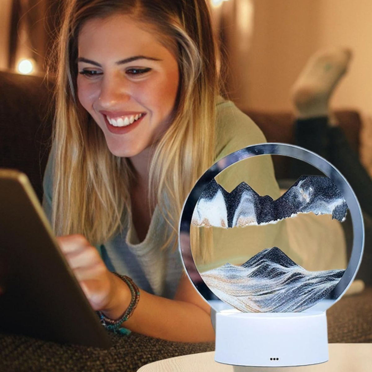 GENERICO - LÁMPARA LED 3D DE ARENA MOVEDIZA RGB MULTICOLOR DECORATIVO