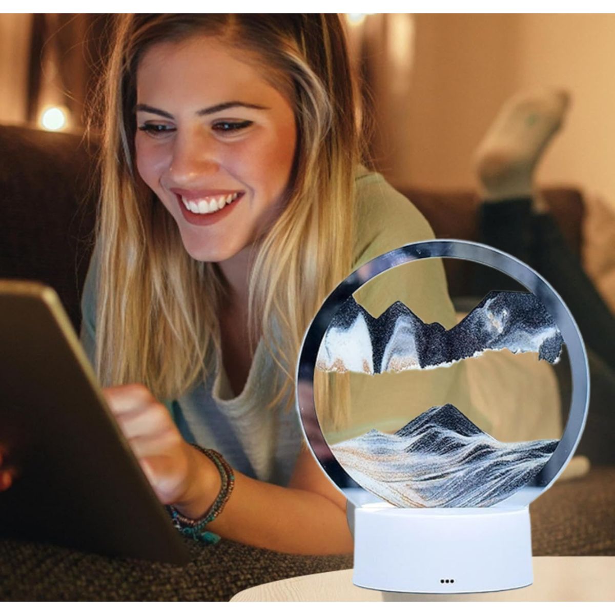 GENERICO - LÁMPARA LED 3D DE ARENA MOVEDIZA RGB MULTICOLOR DECORATIVO