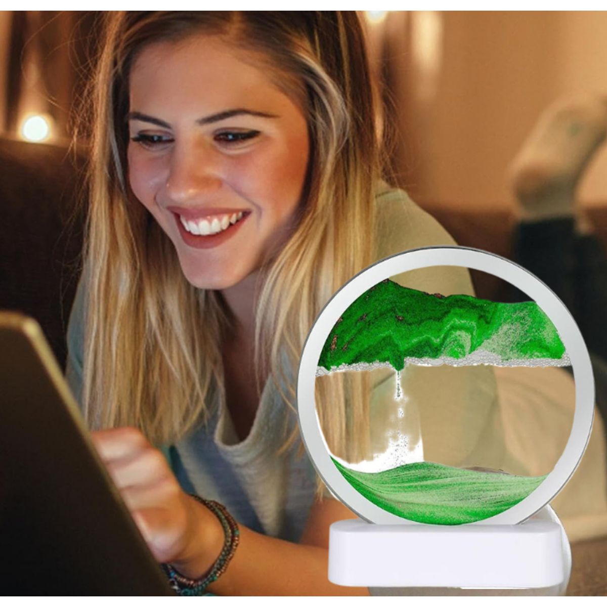 GENERICO - LÁMPARA LED 3D DE ARENA MOVEDIZA RGB MULTICOLOR DECORATIVO