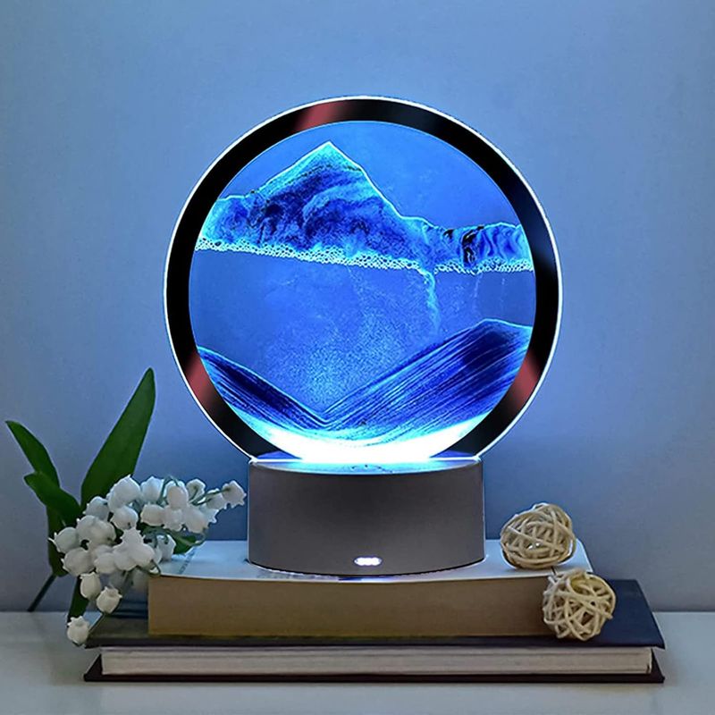 GENERICO - LÁMPARA TIPO RELOJ DE ARENA LED RGB 3D MULTICOLOR DECORATIVO AZUL