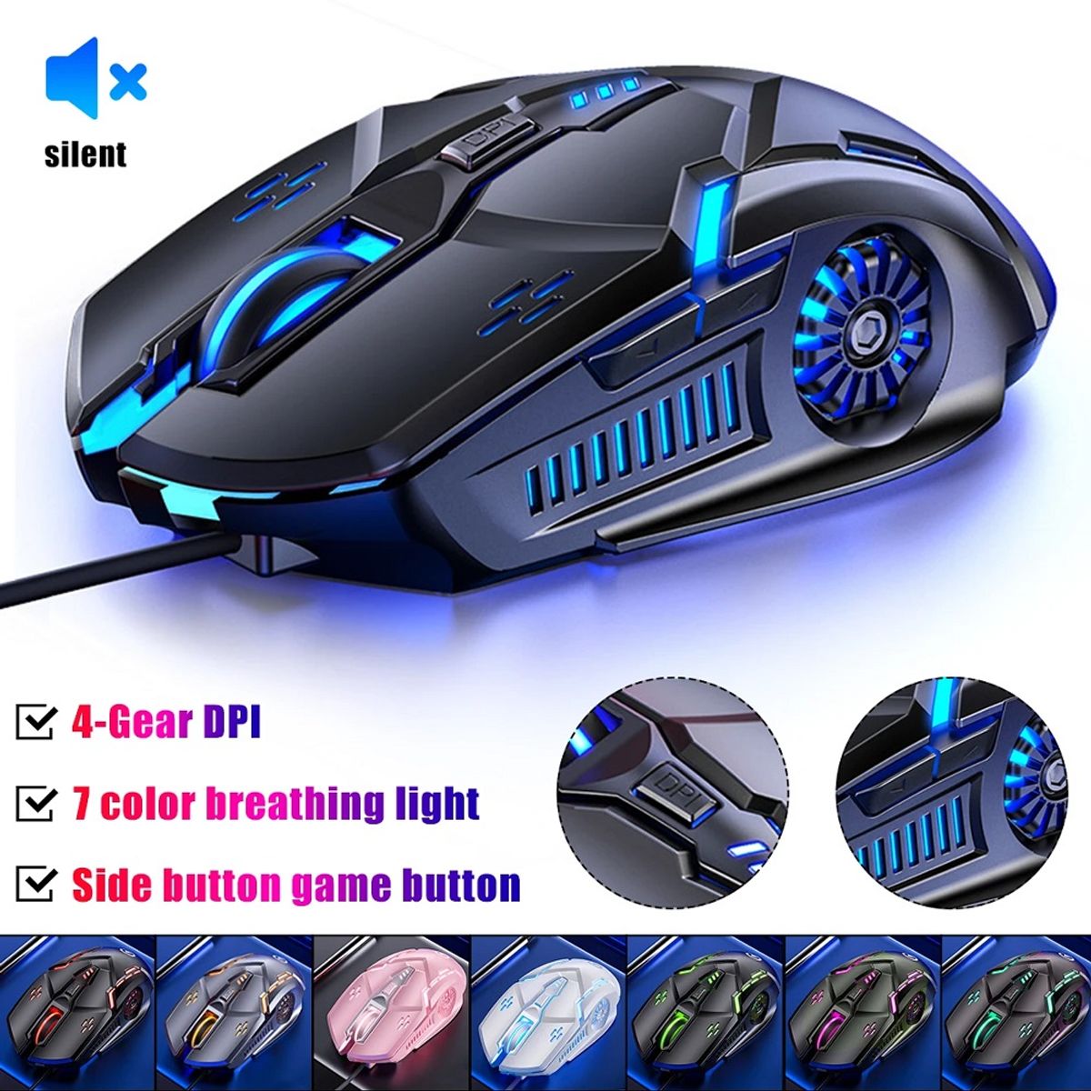 GENERICO - MOUSE GAMER BLUETOOTH SILVER EAGLE G5 3200 DPI