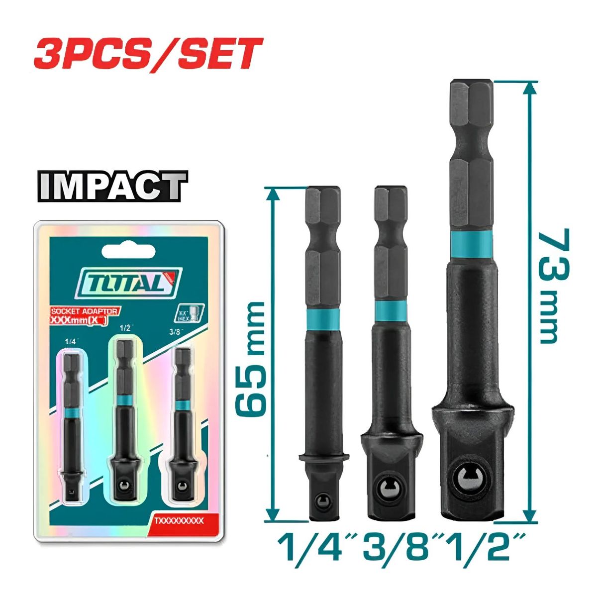 TOTAL TOOLS - Set De Adaptadores Para Dados 14 - 38 - 12 Total-TAC273651