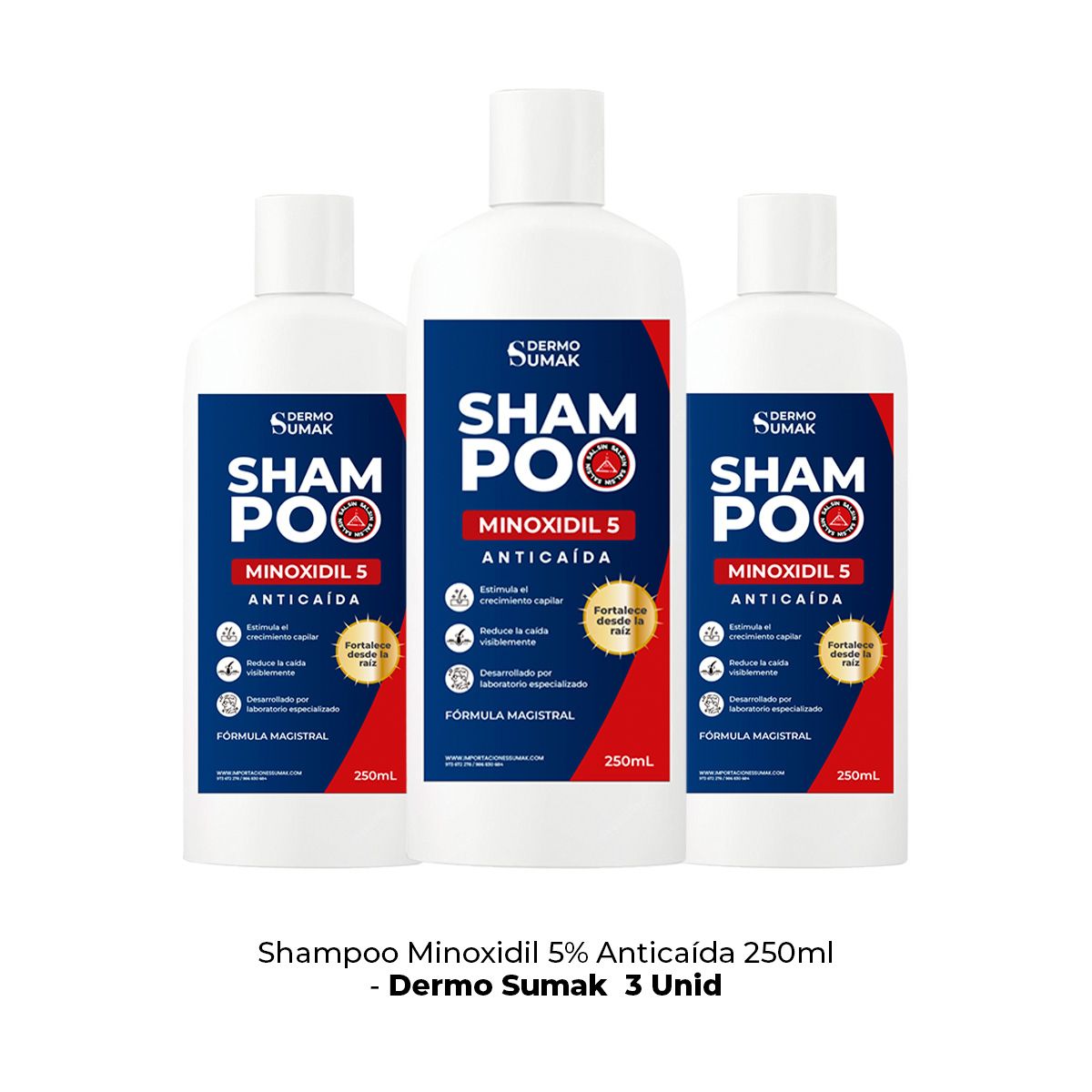 GENERICO - MINOXIDIL 5% SHAMPOO 250ML - DERMO SUMAK 3 UND