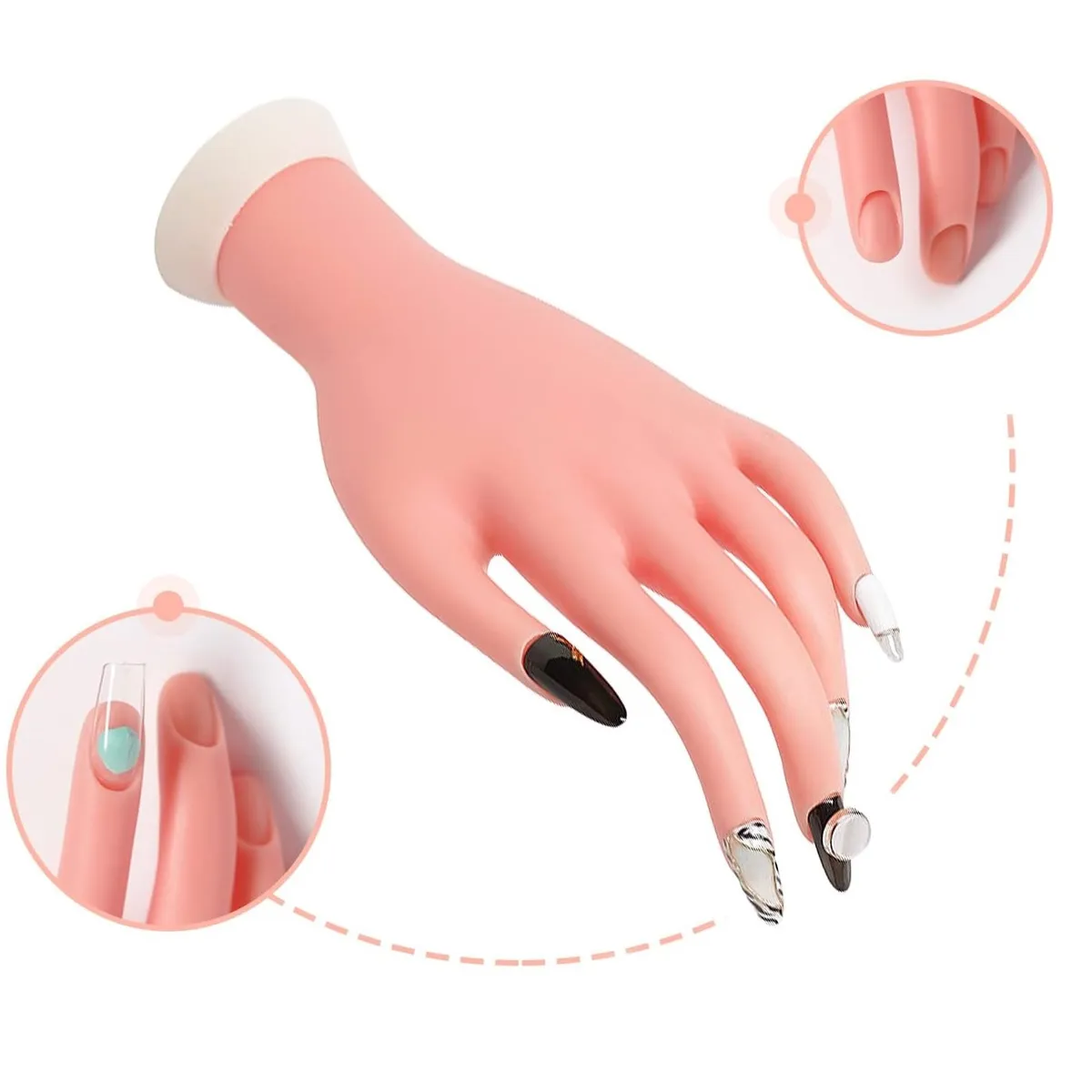 GENERICO - Mano de práctica de silicona para uñas acrílicas y manicura