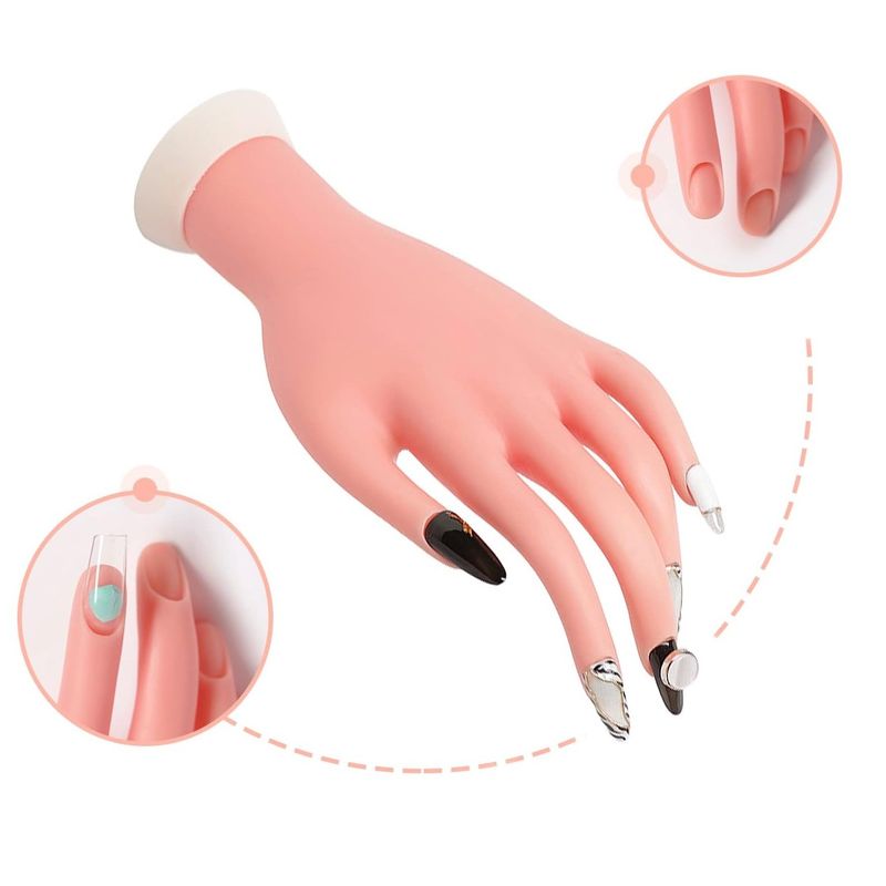 GENERICO - Mano de práctica de silicona para uñas acrílicas y manicura