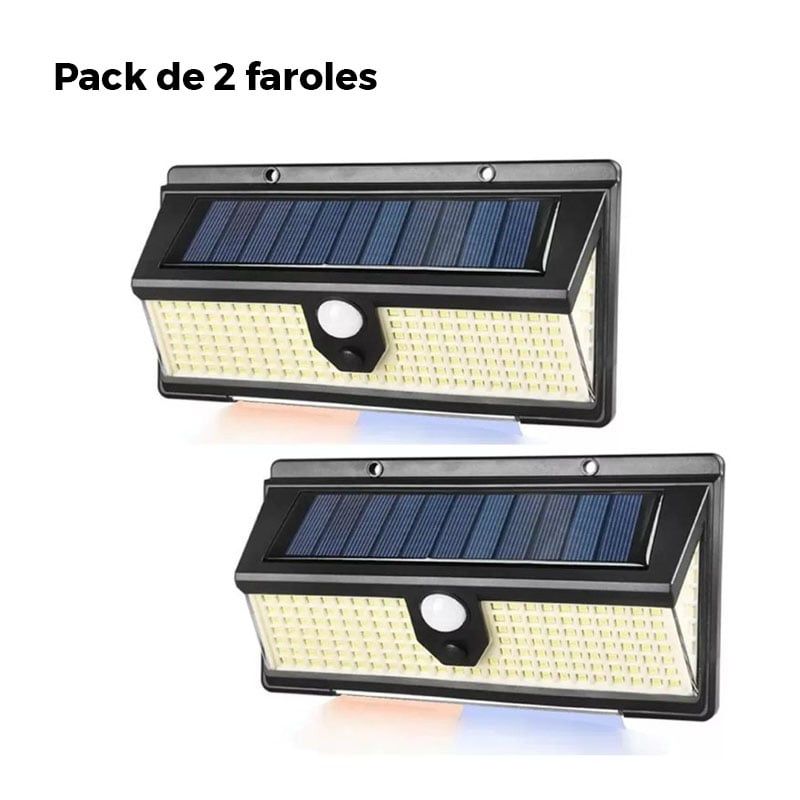 GENERICO - PACK DE 2 FAROLES SOLARES DE PARED NEGRO