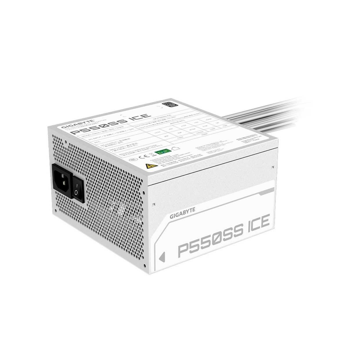 GIGABYTE - Fuente de Poder Gigabyte P550SS ICE 550W 80 Plus Silver Blanco ATX