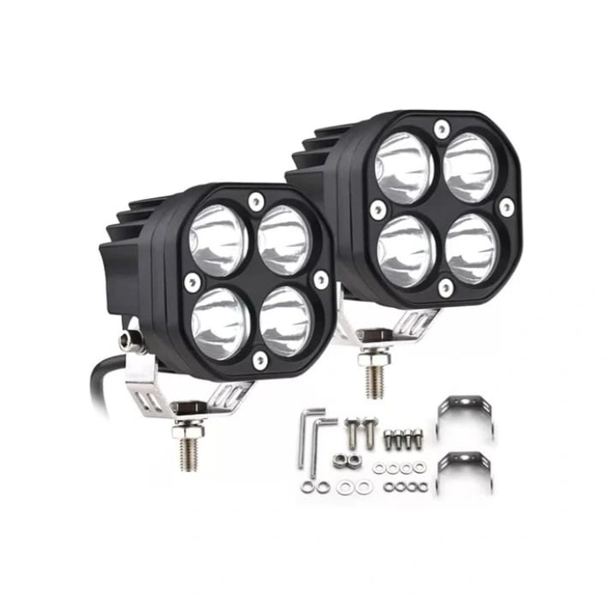 GENERICO - PAR FARO CUADRADO 4LED 12W LUZ BLANCO