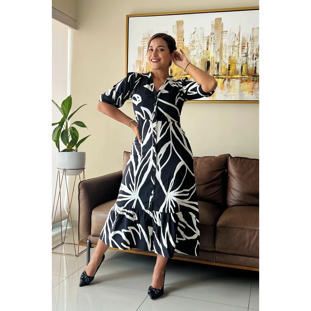 ARMA TU LOOK - VESTIDO LARGO ALMUDENA CAMISERO MANGA TRES CUARTOS ARMA TU LOOK