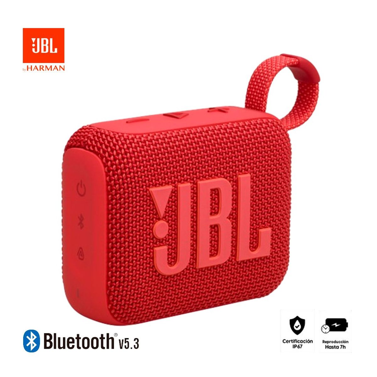 JBL - Parlante JBL GO 4 portátil Bluetooth y batería 7Hrs IP67 Rojo