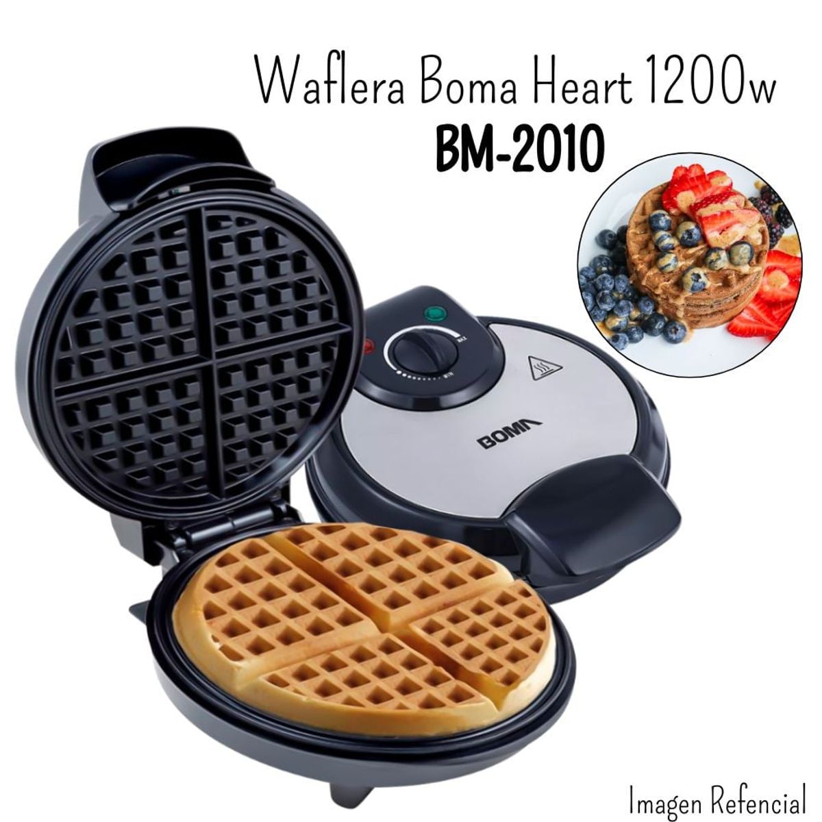 GENERICO - Waflera Boma Heart en forma de Circular 1200w BM-2010