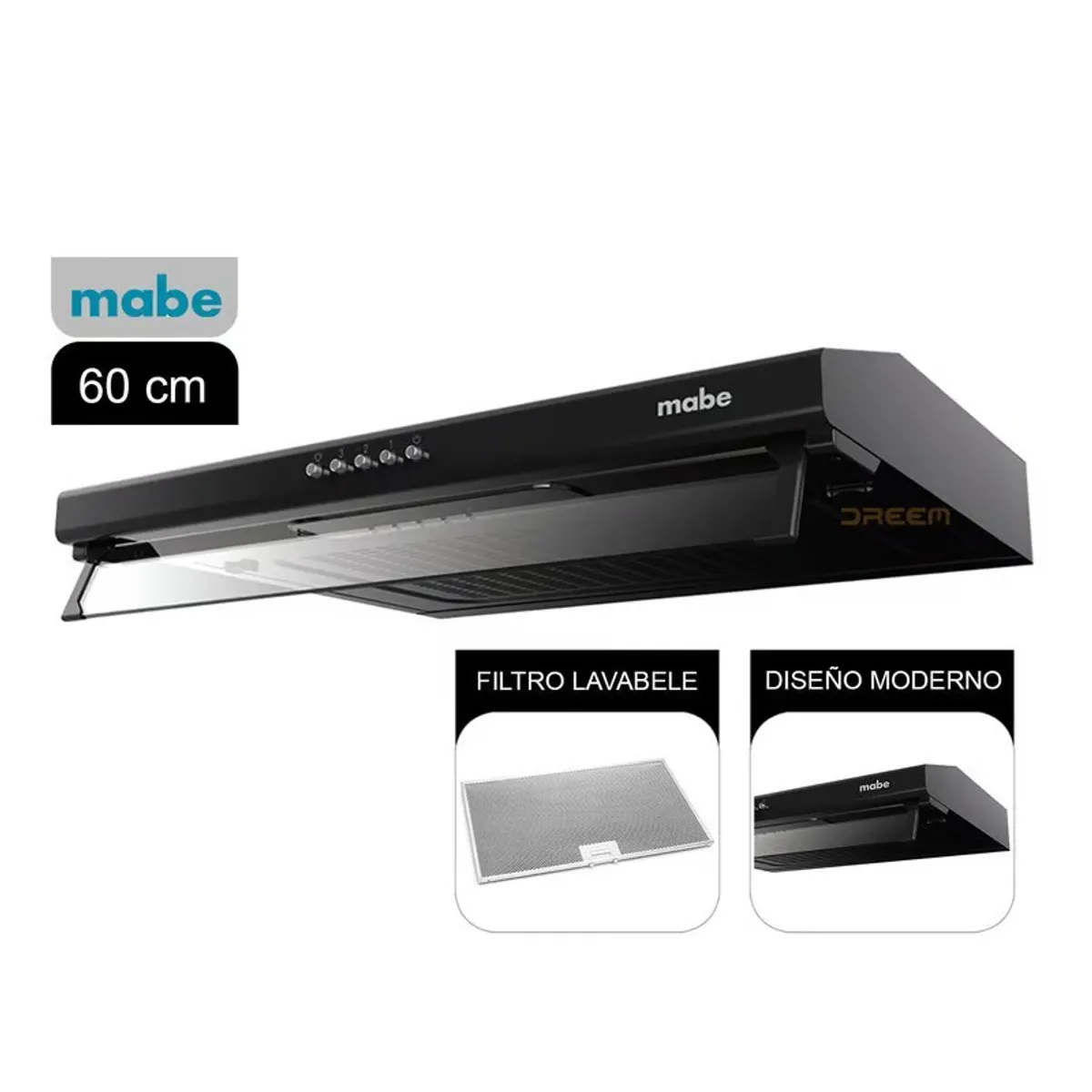 MABE - Campana Utilitaria Mabe 60 cm Acero Inox CMU6020PB0