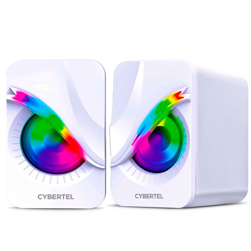 CYBERTEL - Parlante Gamer Cybertel Exxpert Blanco Luces Led Rgb Pclaptop