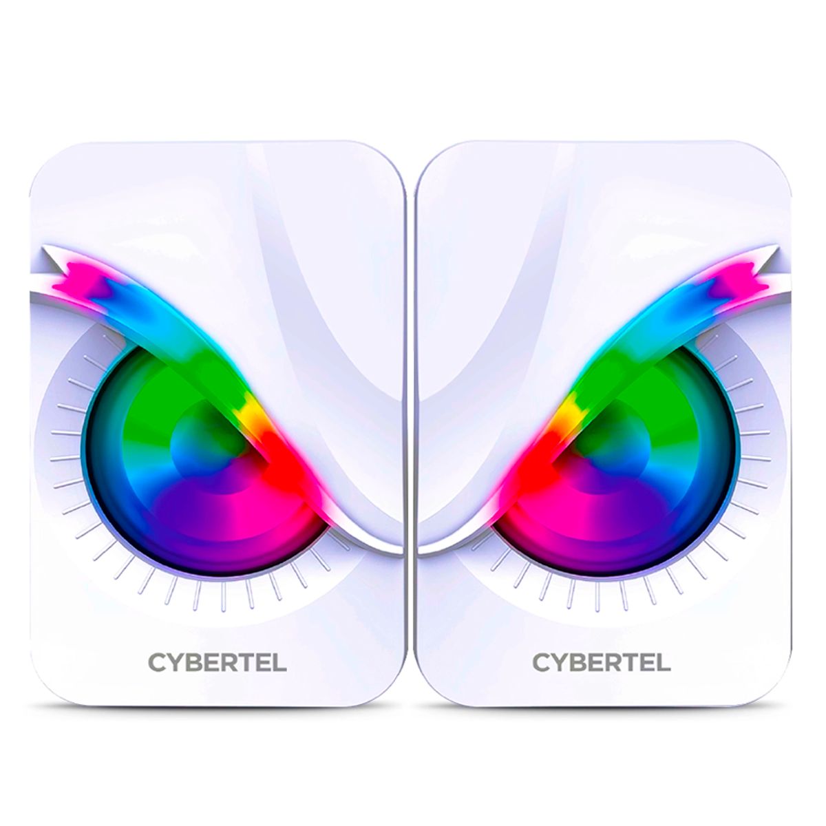CYBERTEL - Parlante Gamer Cybertel Exxpert Blanco Luces Led Rgb Pclaptop